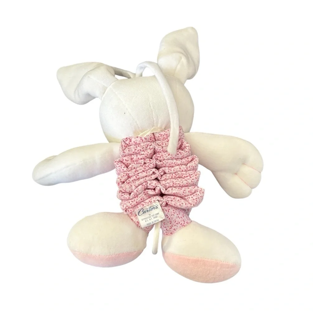 VTG Carter’s Pink Musical Bunny Rabbit Pull Crib Toy Plush #62513
